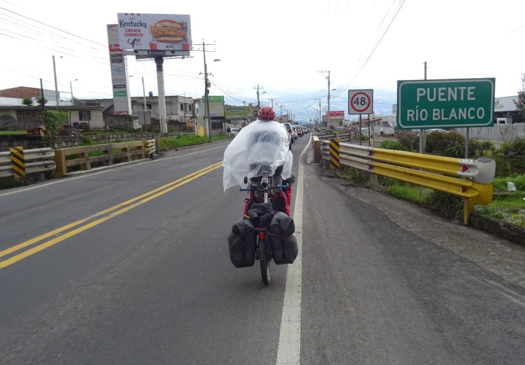 Entering Cayambe by bike