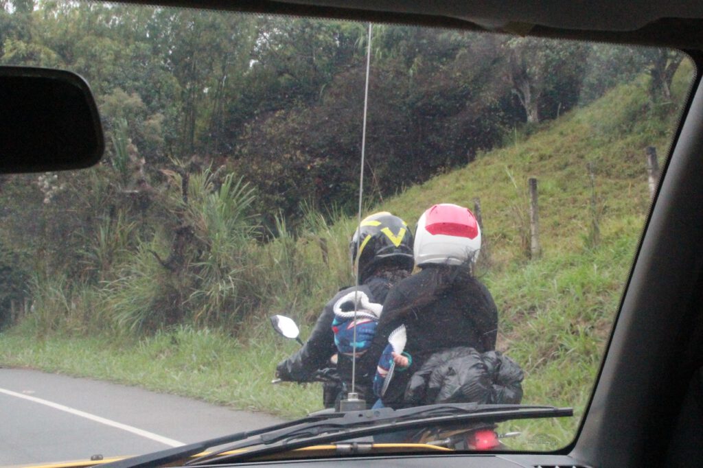 Carrying a baby in the motorbike