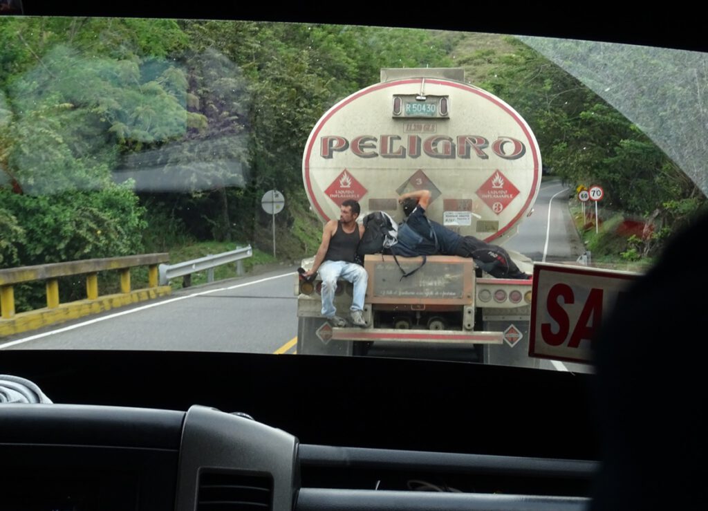 Venezuelan migrants on a truck
