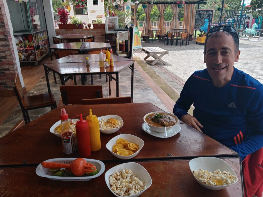 Eating encebollado in Guayabamba