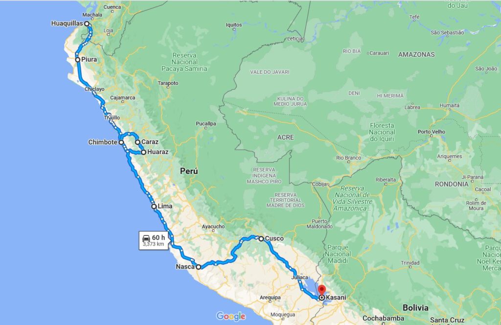 Our route in Peru