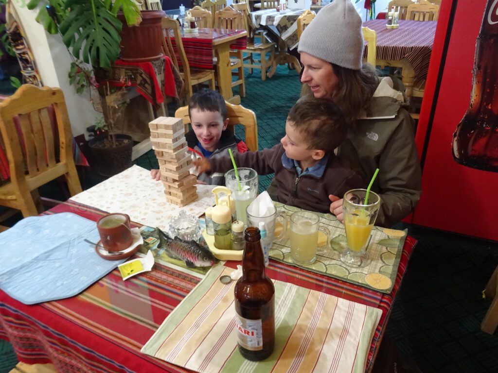 Playing Jenga and tasting beer