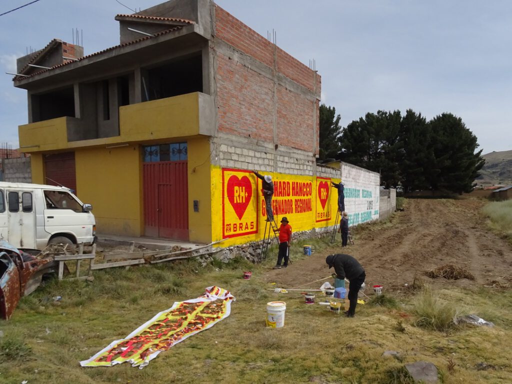 Political banner in wall