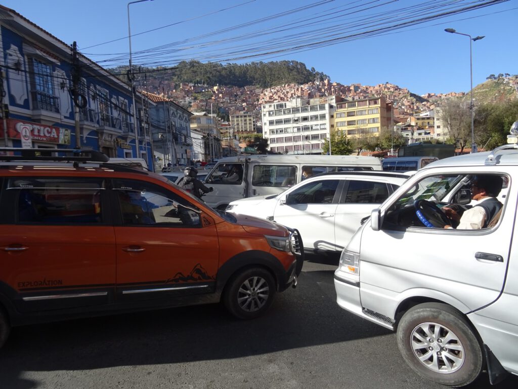 Traffic jam in La Paz
