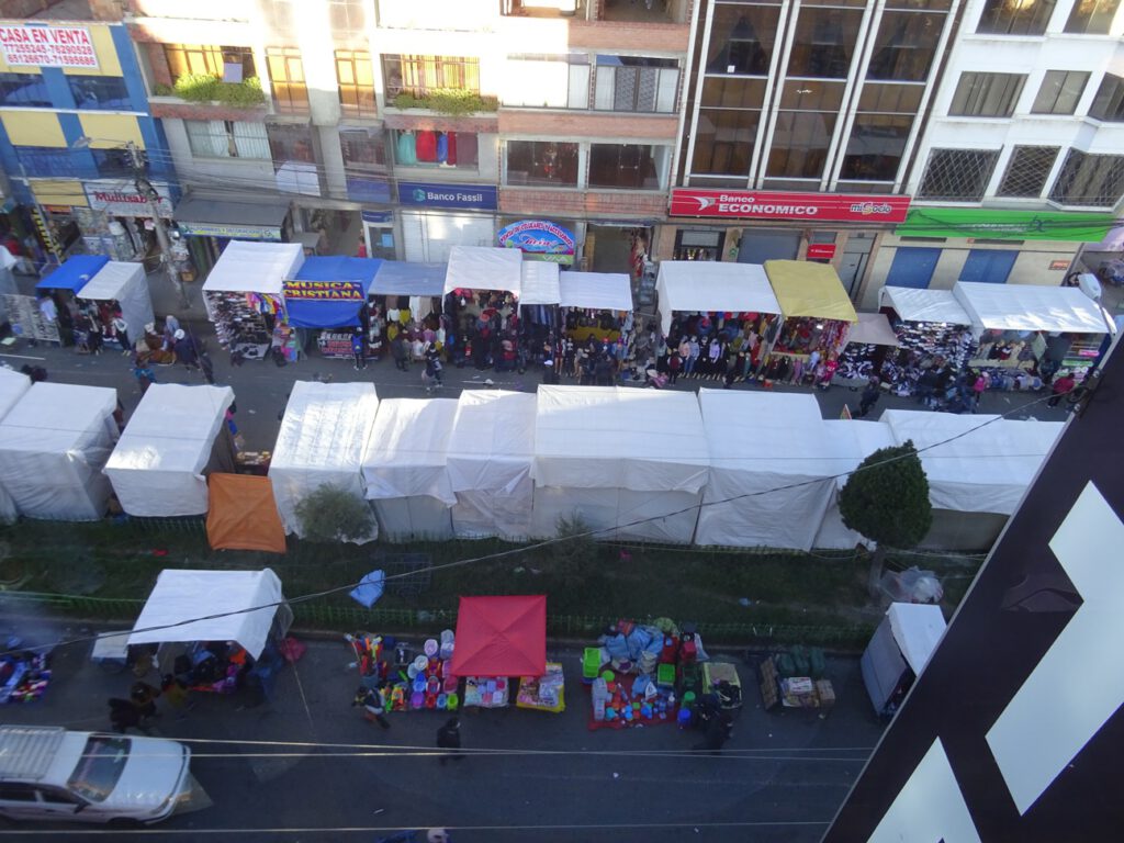 Market 16 de Julio below our window