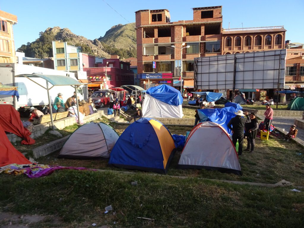 Tents in the main square in Copacabana