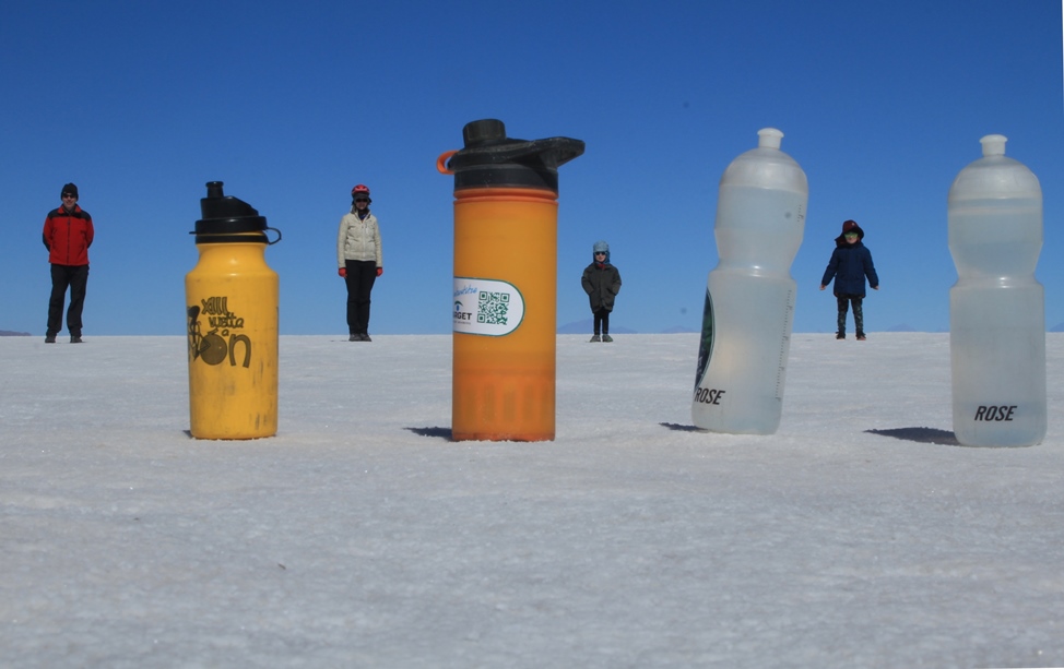 Bike bottles in Uyuni