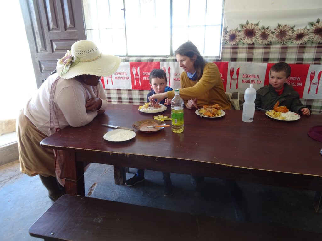 Eating chicken in Colchani