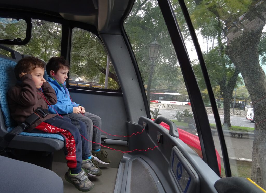 Kids in tourist bus in Buenos Aires