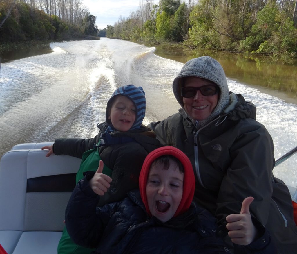 Happy kids on a boat!